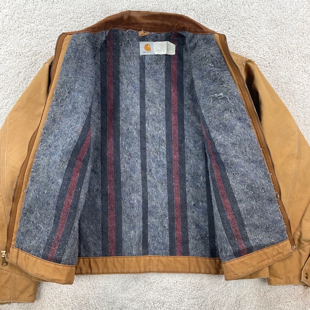 Vintage Carhartt Detroit Jacket Brown Canvas Blanket Lined Made in USA 52 6BLJ - Picture 7 of 14